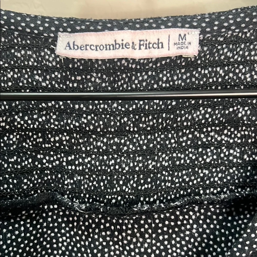 Abercrombie & Fitch Blouse Top Shirt Smock Puff Black White Dot Crop Halter